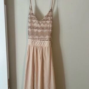 Francesca's Collections Cream Lace Midi Dress